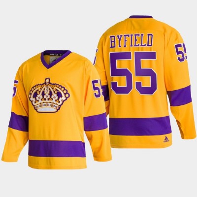 Adidas Los Angeles Kings #55 Quinton Byfield Team Classics Gold Men's NHL 2022 Throwback Jersey Men's
